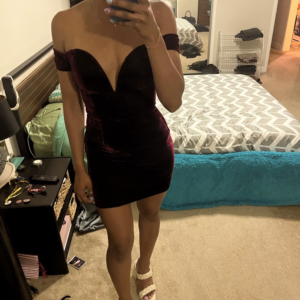 Burgundy Deep V Tobi Dress